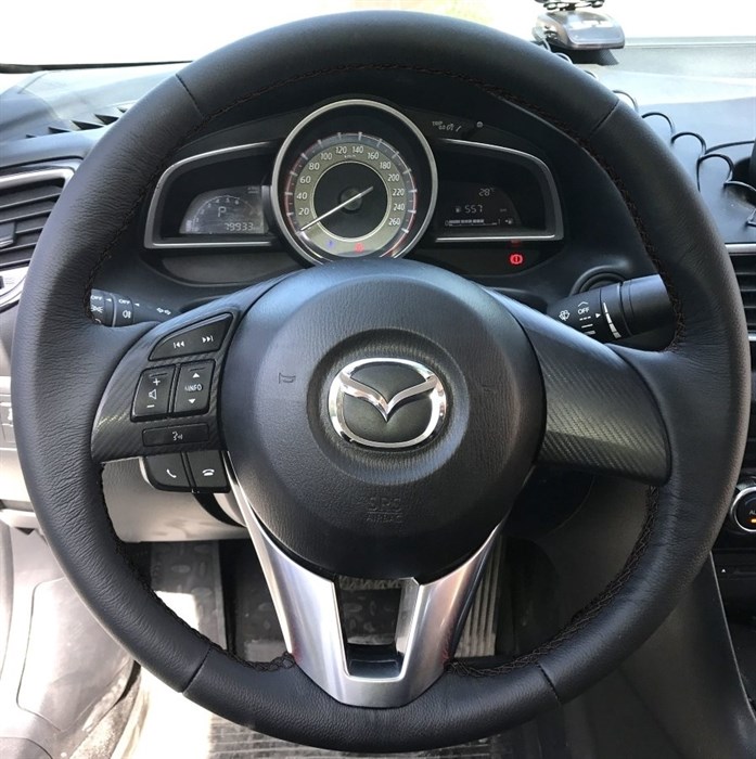 Оплетка на руль из натуральной кожи Mazda CX-3 2015-2018 - фото 10952