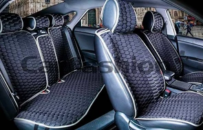 Комплект черно-серых накидок на сиденья CARBON PLUS - фото